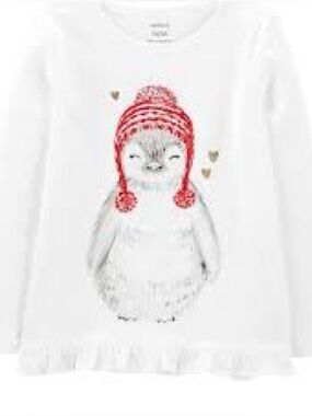 Carter's White Top with Red Graphic Detail